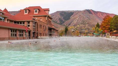 Natural mineral hot springs at Glenwood Hot Springs Resort in Colorado