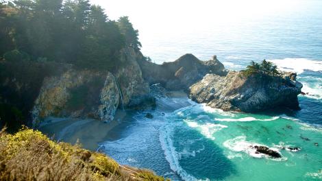 Turquoise waters along the McWay Waterfall Trail at Julia Pfeiffer Burns State Park in Big Sur, California
