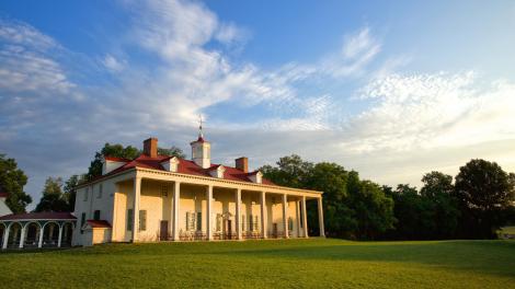 The back porch at George Washington’s Mount Vernon estate, overlooking the Potomac River in Virginia