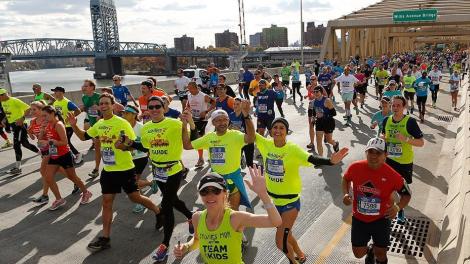Crossing the Harlem River on the Willis Avenue Bridge during the New York Marathon