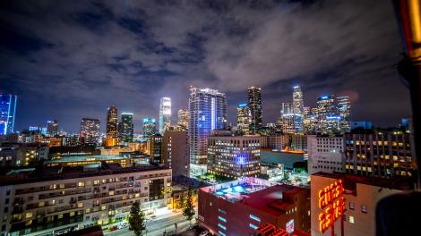 Brilliant downtown view from the Ace Hotel rooftop in Los Angeles Brilliant downtown view from the Ace Hotel rooftop in Los Angeles