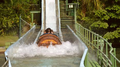 准备好坐激流勇进被水花溅湿