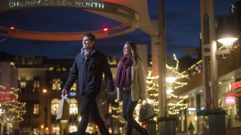 Cherry Creek North shopping at night in Denver, Colorado Cherry Creek North shopping at night in Denver, Colorado