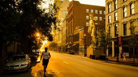 Sunrise over Main Street in downtown Louisville, Kentucky