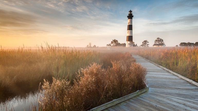 哈特拉斯角国家海岸外滩群岛上的博迪岛灯塔