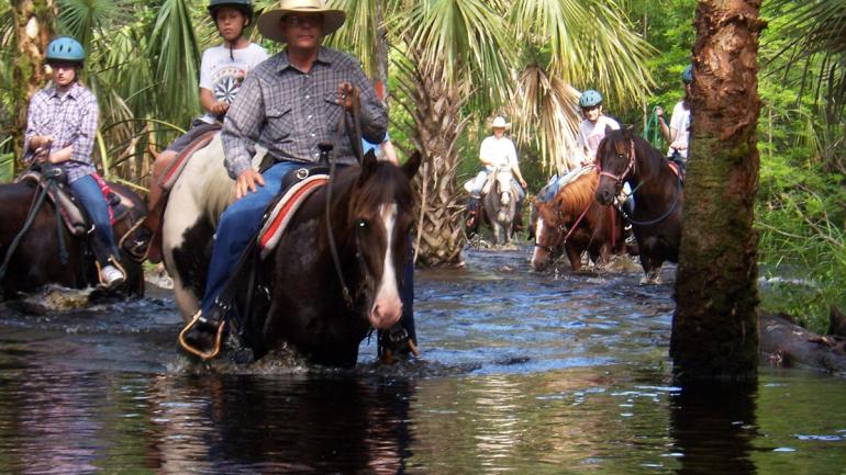 骑马穿行于佛罗里达州的古老小径间