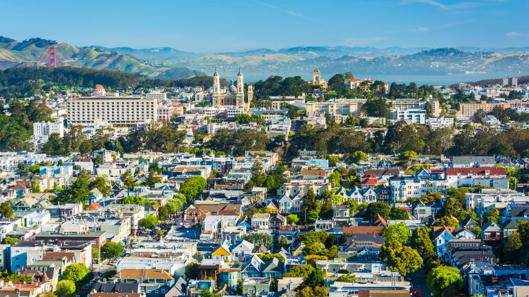 坦克山上的旧金山城景