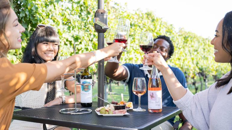 在 Pilesgrove 的 Auburn Road Vineyards 葡萄园举杯庆祝,畅享美好餐宴 在 Pilesgrove 的 Auburn Road Vineyards 葡萄园举杯庆祝,畅享美好餐宴