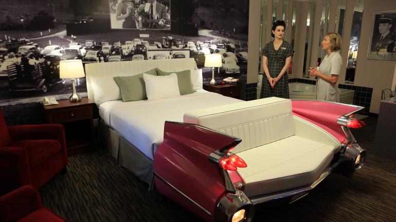 The Elvis-themed room at the Best Western Route 66 Rail Haven The Elvis-themed room at the Best Western Route 66 Rail Haven