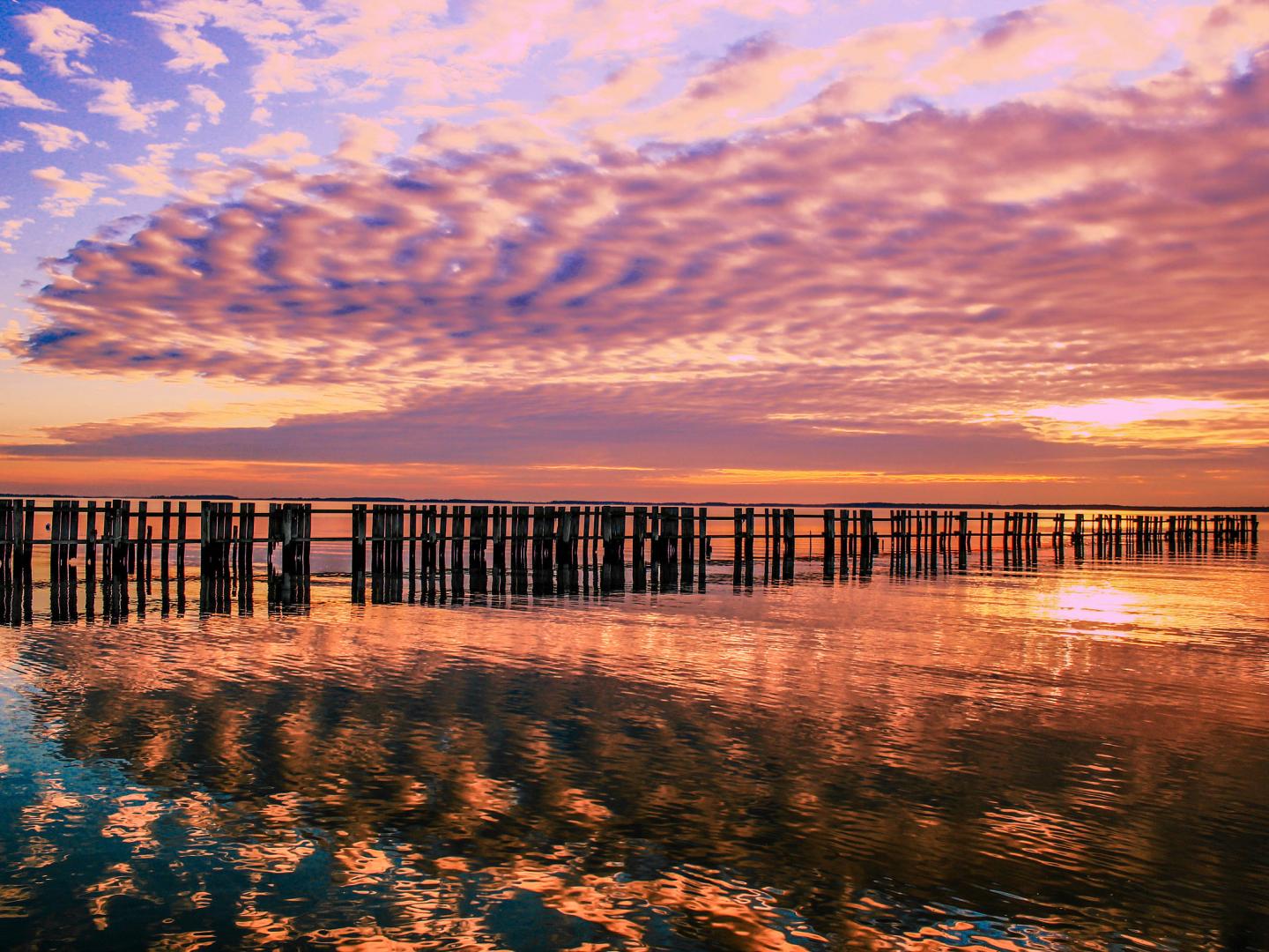 特拉华州霍博斯湾的日落美景