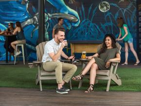 Sharing a laugh and a pint at Pedal Haus Brewery