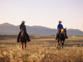 骑马穿越布法罗附近广阔的草原 骑马穿越布法罗附近广阔的草原