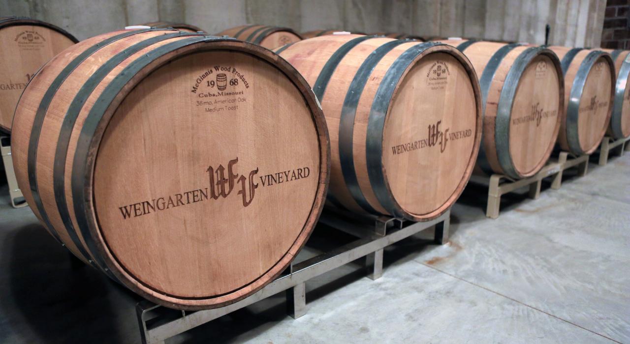 The barrels at Weingarten Vineyard in St. Genevieve, Missouri The barrels at Weingarten Vineyard in St. Genevieve, Missouri