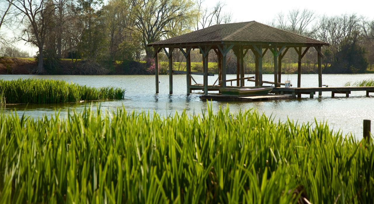 一艘船停靠在路易斯安那州纳契托什凯恩河边