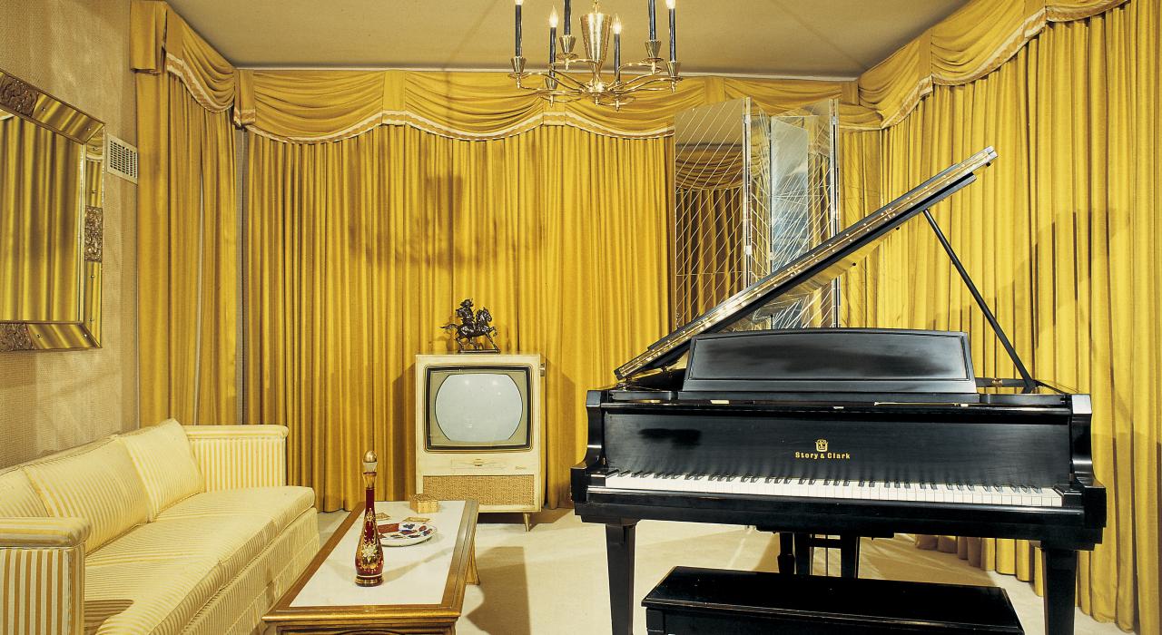 The music room at Graceland, Elvis Presley's mansion in Memphis, Tennessee