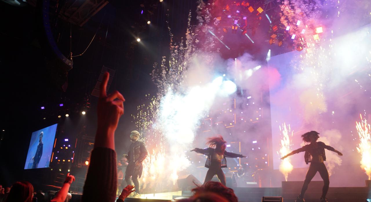 Enjoying a concert at AT&T Stadium