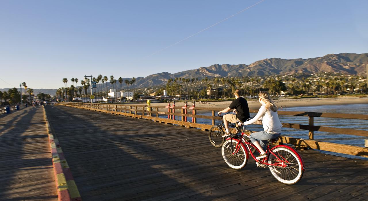 Bicycling along the Stearns Wharf pier