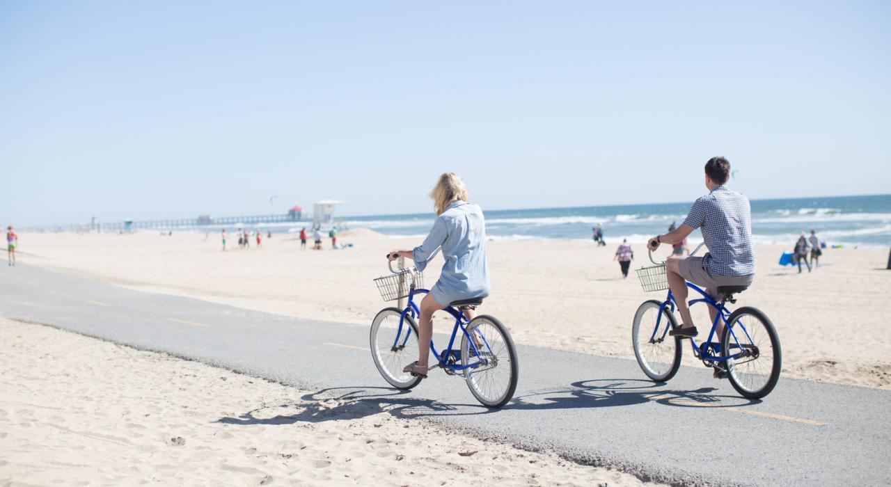 Biking along the beach in Surf City USA Biking along the beach in Surf City USA