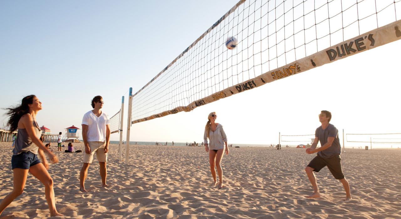 A friendly volleyball game  A friendly volleyball game