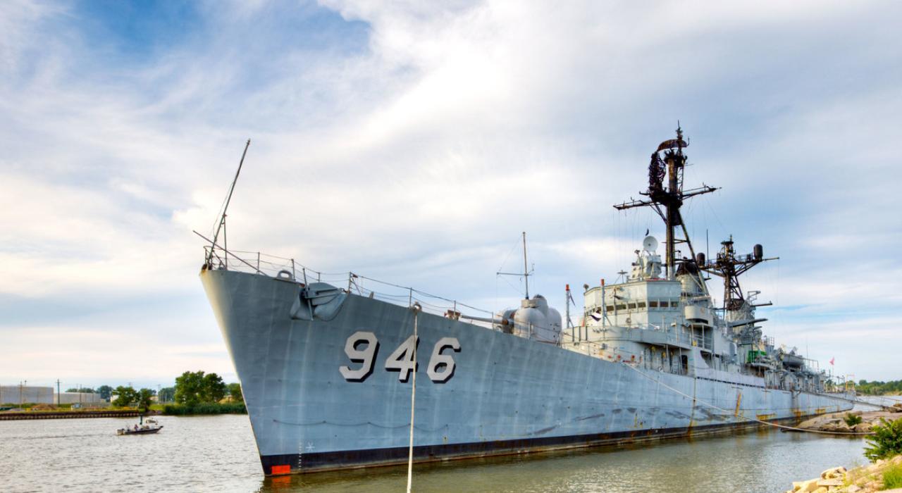 The imposing USS Edson Naval Ship Museum 