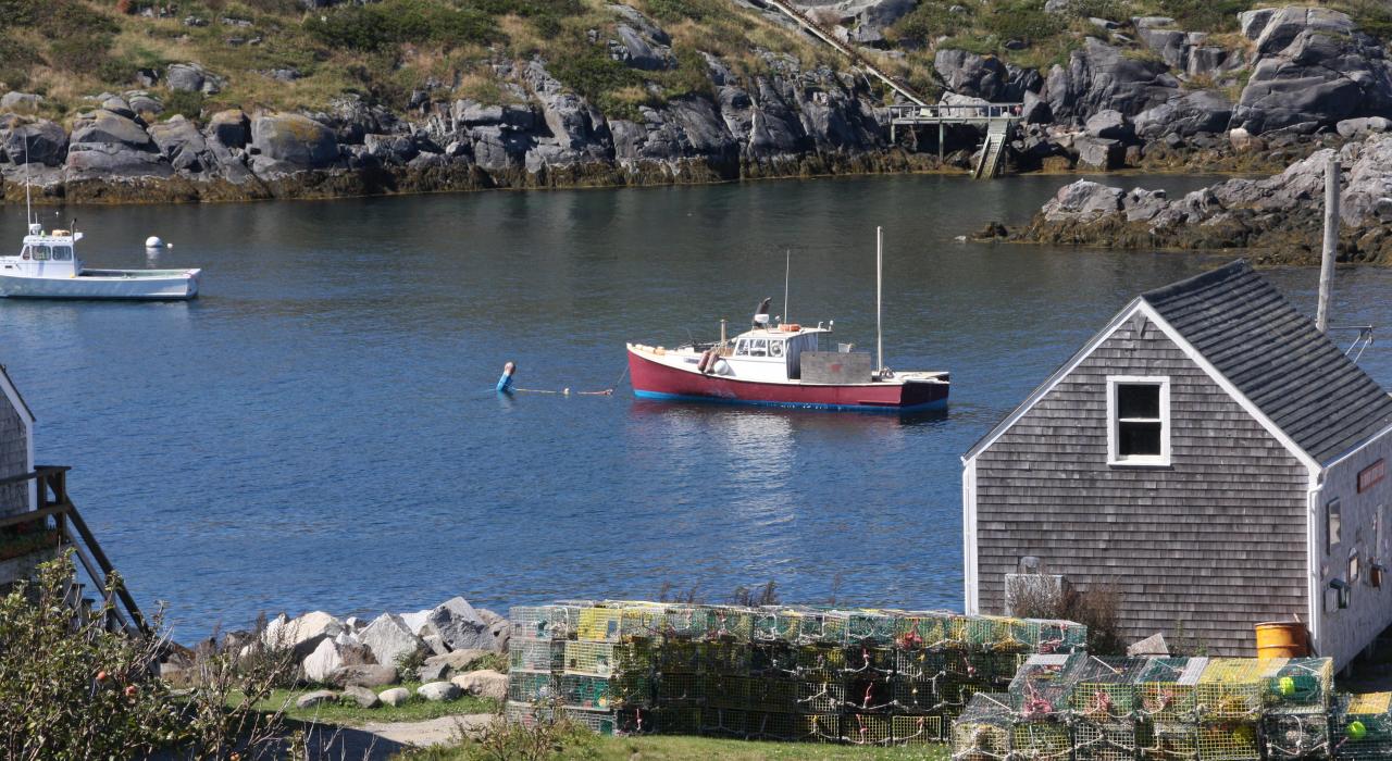 Lobster boats at anchor in Monhegan Harbor