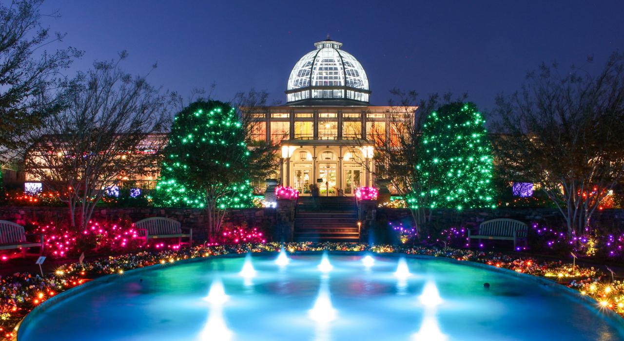 刘易斯金特植物园的 Dominion GardenFest of Lights 节庆装饰彩灯
