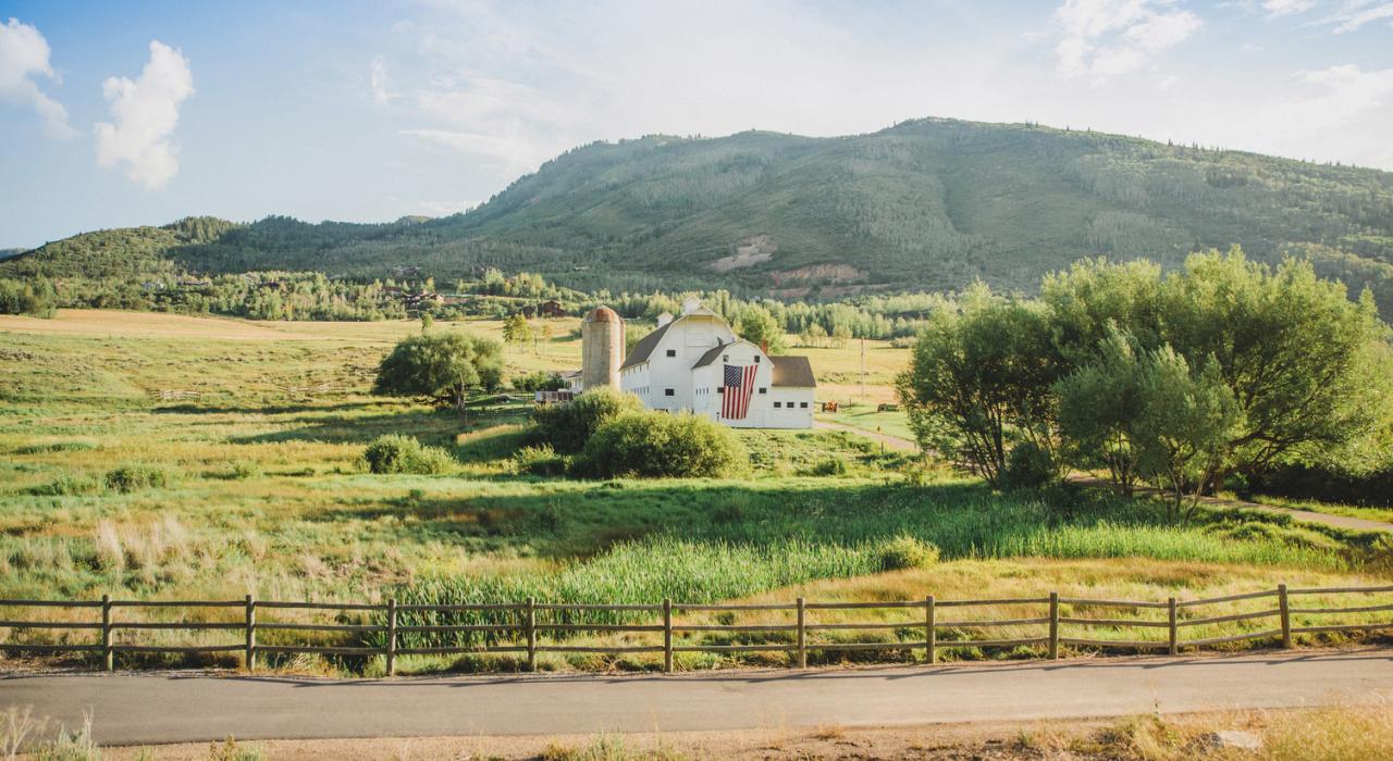 The historic 1900s barn made of recycled timbers at McPolin Farm 