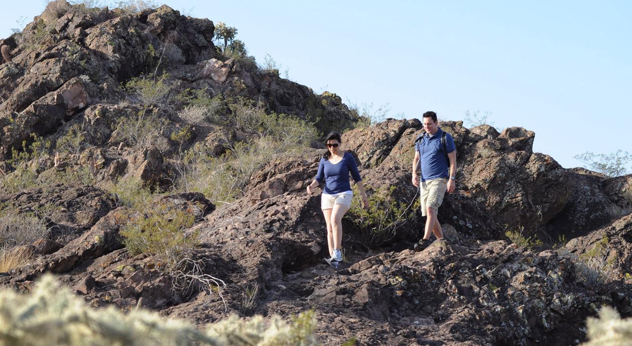 Hiking a scenic desert trail in the heart of the city