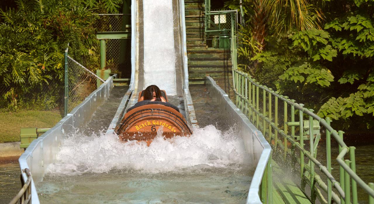 准备好坐激流勇进被水花溅湿