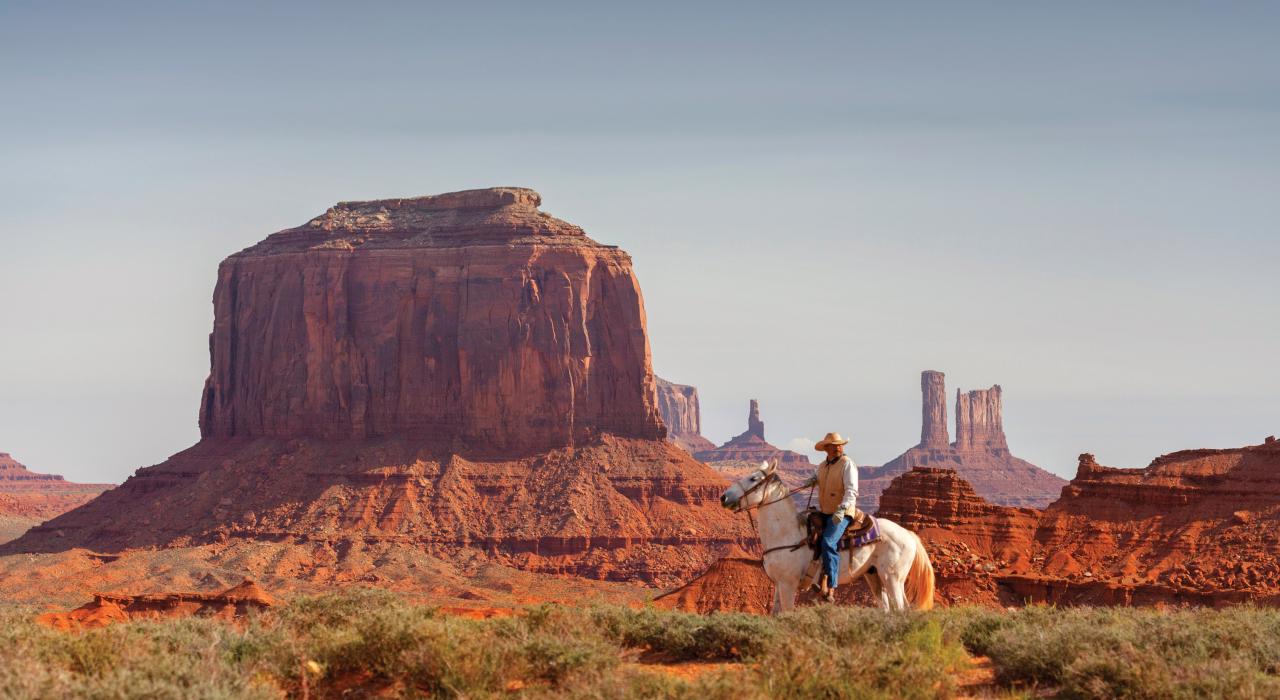 亚利桑那州纪念碑谷的一名牛仔