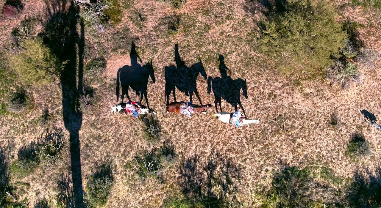 鸟瞰亚利桑那州斯科茨代尔的马背观光之旅