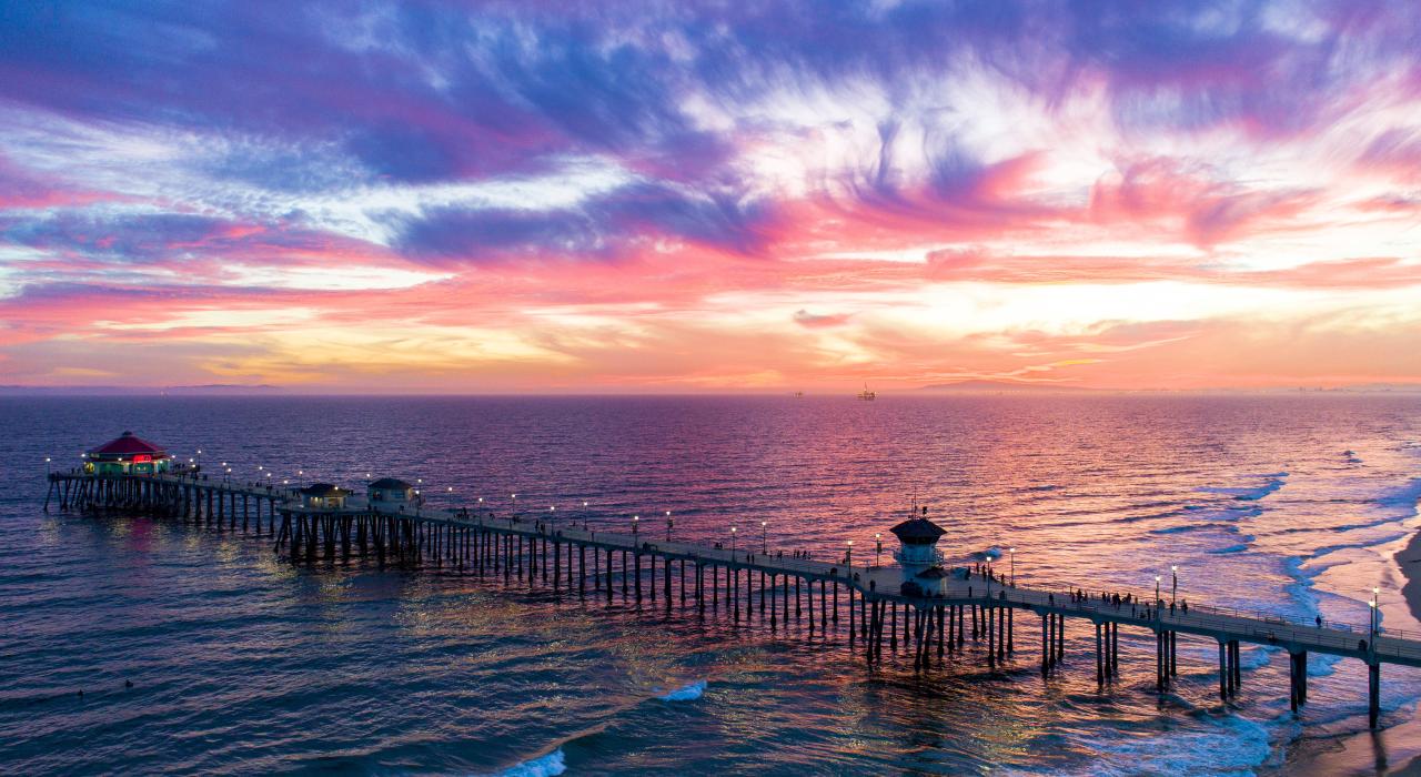 The city's landmark pier jutting into the Pacific Ocean The city's landmark pier jutting into the Pacific Ocean