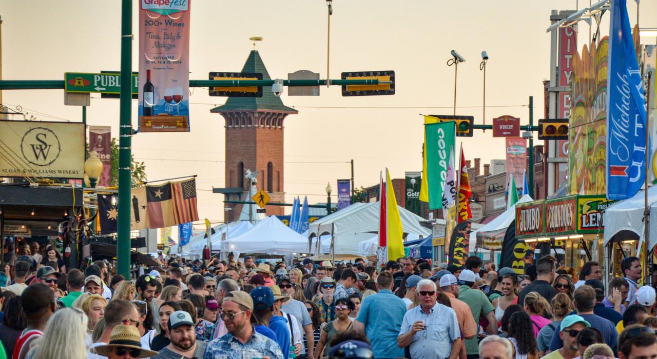 年度 GrapeFest 葡萄节，这座城市国际知名的节日和活动之一
