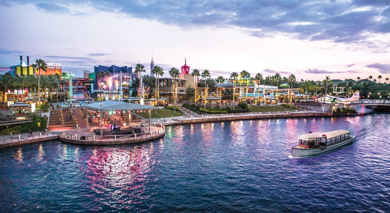 佛罗里达州 Universal Orlando Resort CityWalk 上的餐饮和娱乐选择