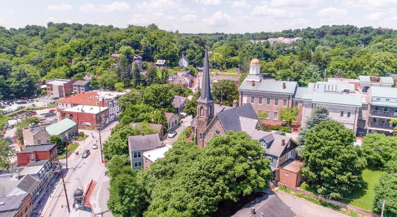 鸟瞰马里兰州霍华德县的历史建筑