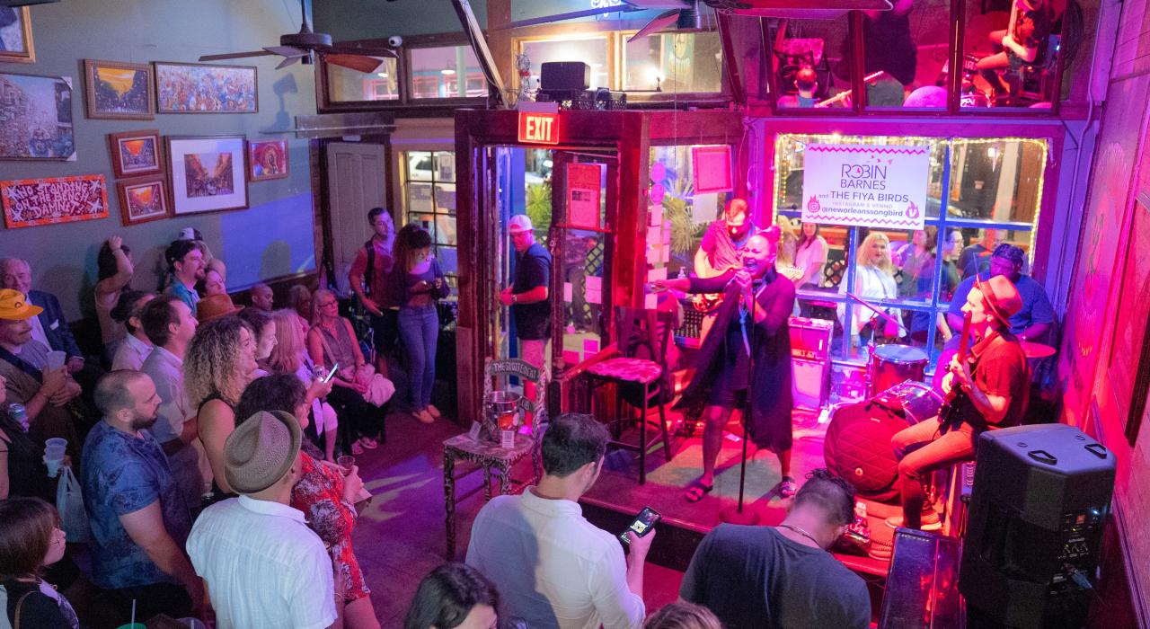 在路易斯安那州新奥尔良斑点猫音乐俱乐部观看现场音乐表演