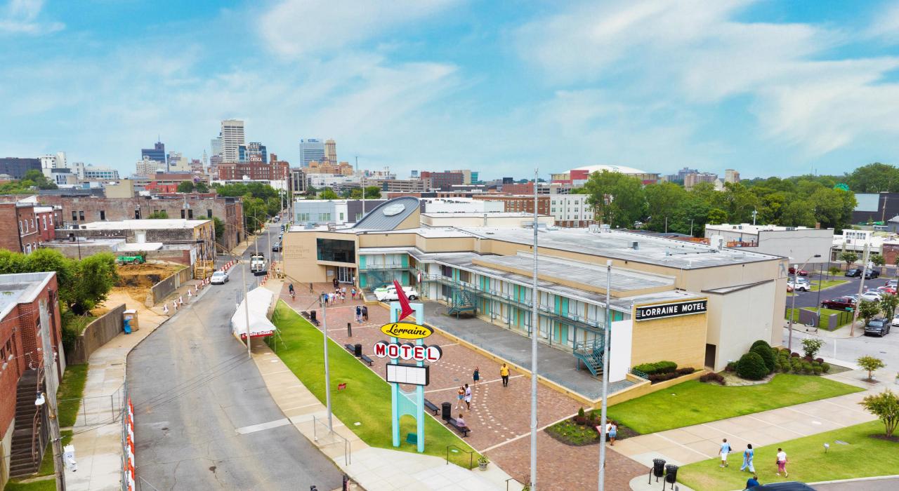 Aerial view of the National Civil Rights Museum at the Lorraine Motel, the site of Dr. Martin Luther King Jr.'s assassination Aerial view of the National Civil Rights Museum at the Lorraine Motel, the site of Dr. Martin Luther King Jr.'s assassination