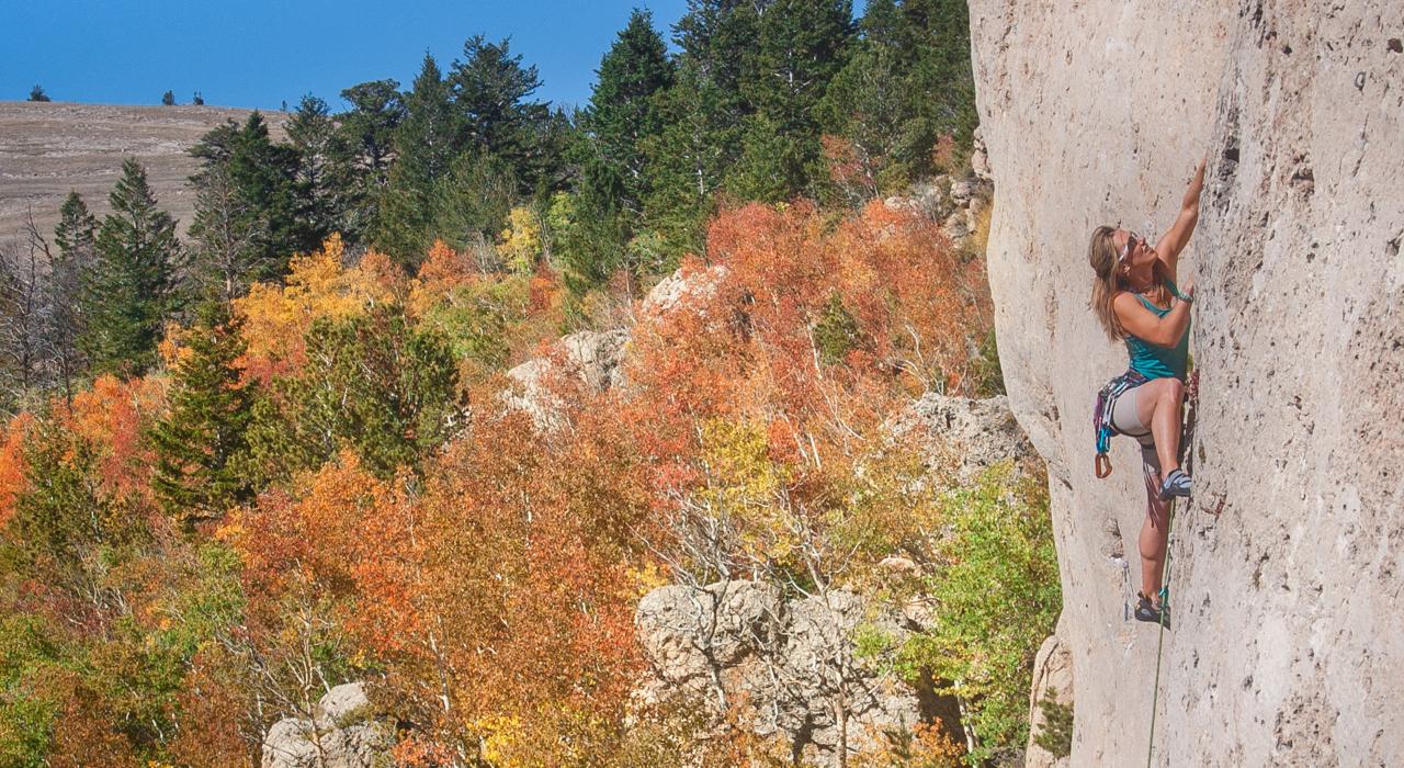 攀登兰德 Wild Iris 的石灰岩悬崖