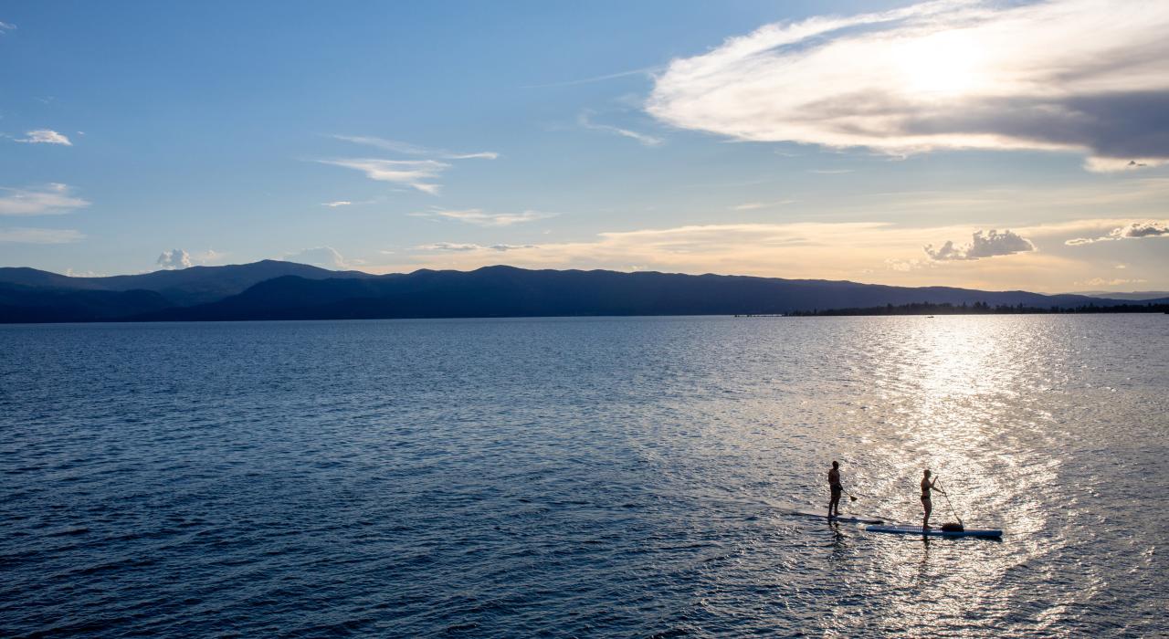 Paddleboarding on Flathead Lake near Kalispell, Montana