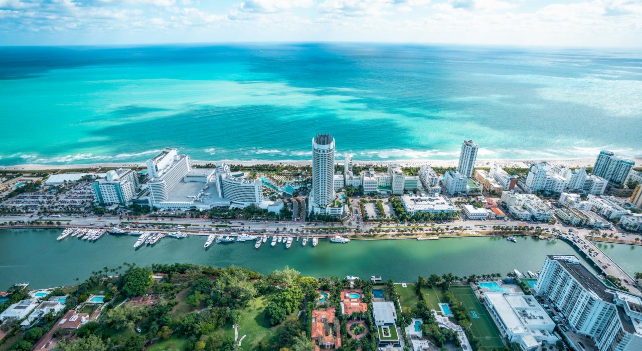 佛罗里达州迈阿密海滩的航拍景观 佛罗里达州迈阿密海滩的航拍景观