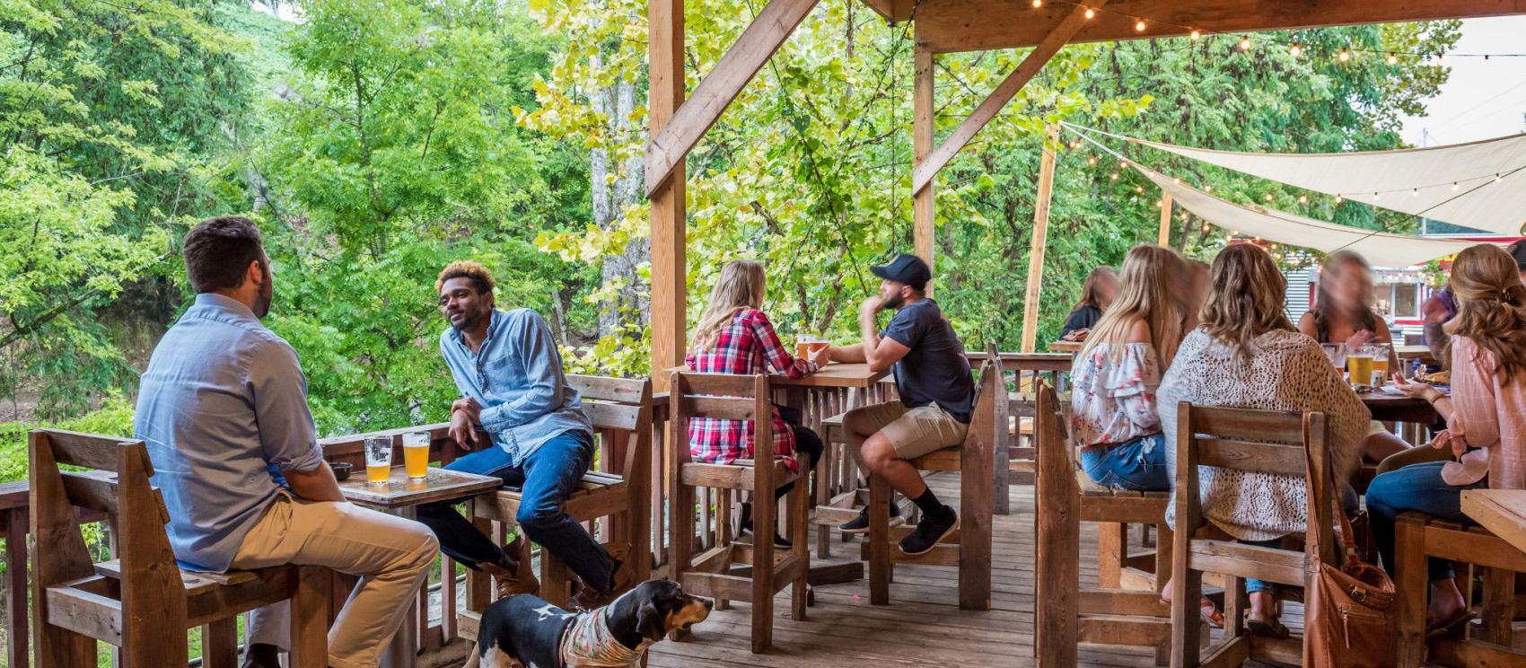 在西尔瓦 Innovation Brewing 啤酒店的露台上享用精酿